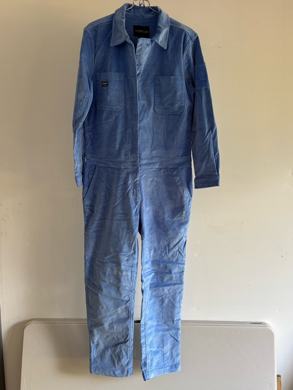 Wildfang Essential Corduroy Coveralls Boilersuit in Cornflower Blue, Size M